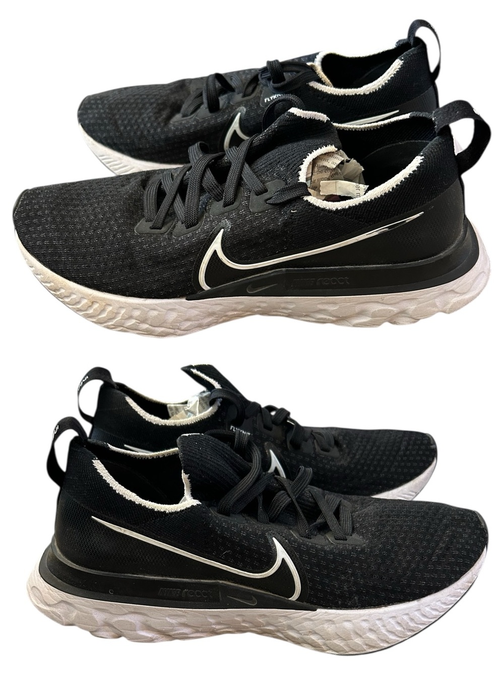 Nike Infinity React Black and White Women’s Athletic Shoes Size 9